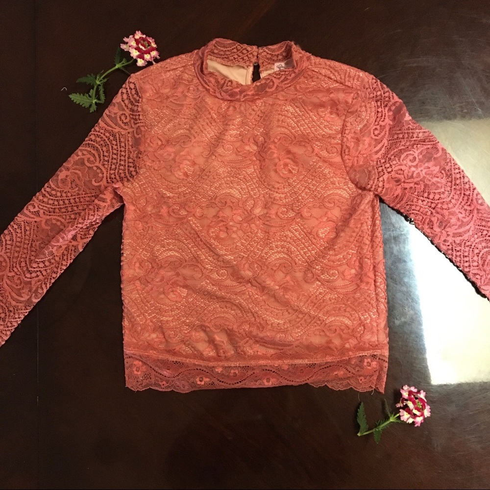 Pink Lacy Long-Sleeve Shirt (M)